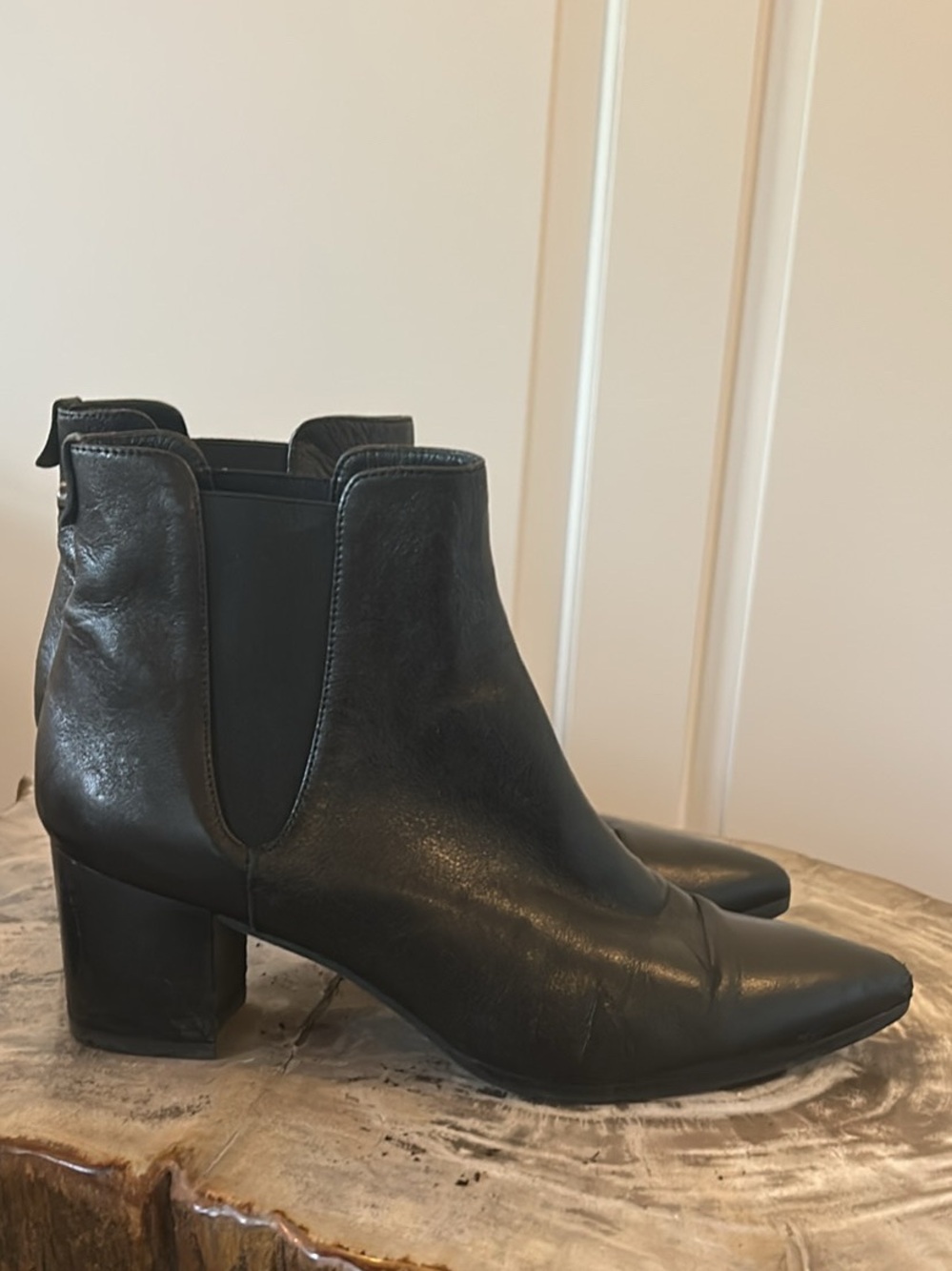 Stuart Weitzman Black Leather Women's Ankle Boots - Sleek Pointed Toe